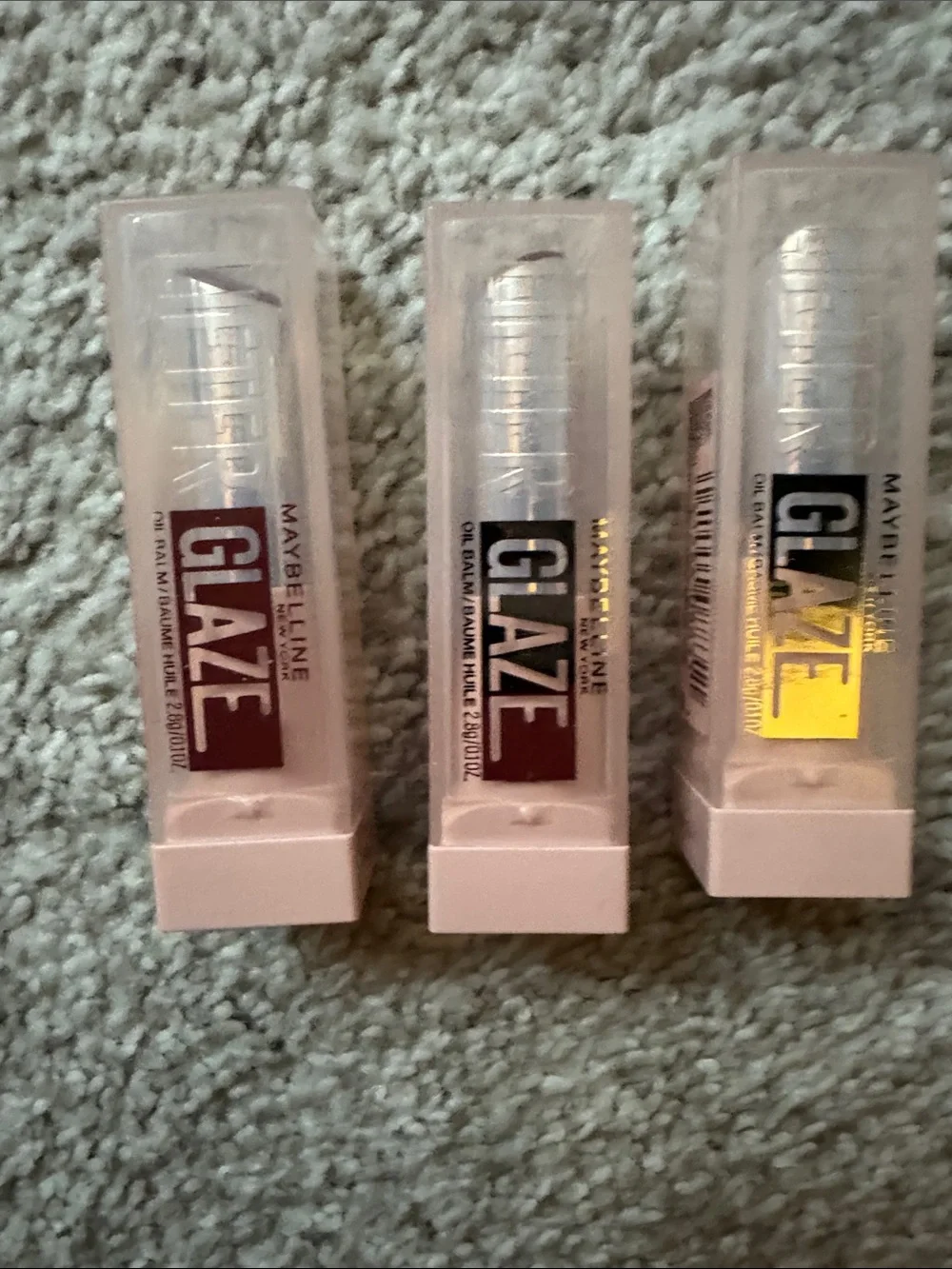 New Maybelline Glaze Lip Balm Trio (2) 007 (1) 006